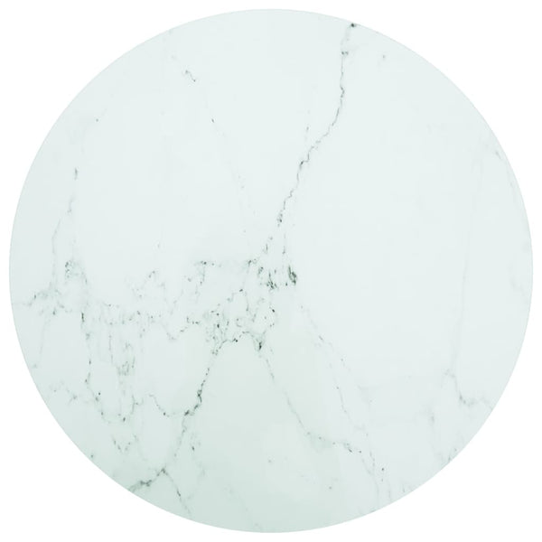 Pöytälevy valkoinen Ø80x1 cm karkaistu lasi marmorikuvio