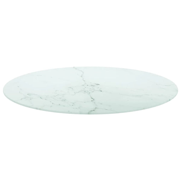 Pöytälevy valkoinen Ø80x1 cm karkaistu lasi marmorikuvio