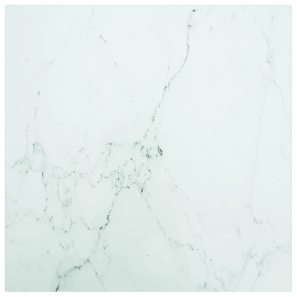 Pöytälevy valkoinen 50x50 cm 6 mm karkaistu lasi marmorikuvio