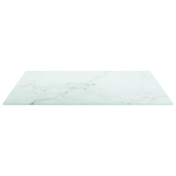 Pöytälevy valkoinen 50x50 cm 6 mm karkaistu lasi marmorikuvio