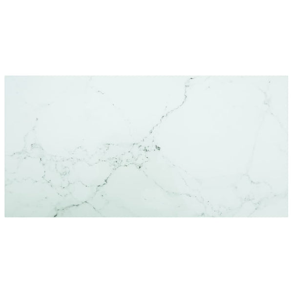 Pöytälevy valkoinen 100x50 cm 6 mm karkaistu lasi marmorikuvio