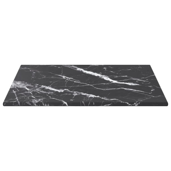 Pöytälevy musta 30x30 cm 6 mm karkaistu lasi marmorikuvio