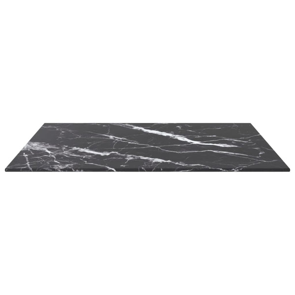 Pöytälevy musta 60x60 cm 6 mm karkaistu lasi marmorikuvio
