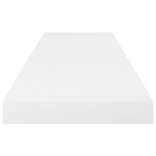 Kelluvat seinähyllyt 2kpl korkeakiilto valk. 80x23,5x3,8 cm MDF