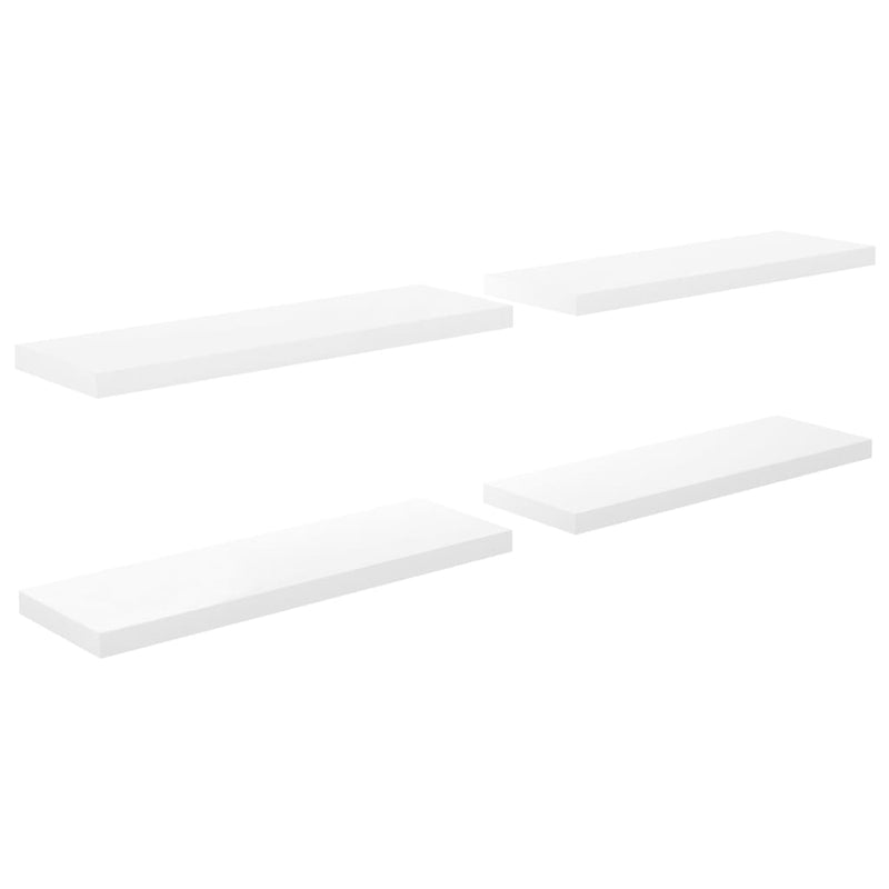 Korkeakiilto valk kelluvat seinähyllyt Chan 80x23,5x3,8cm (4 kpl mdf)