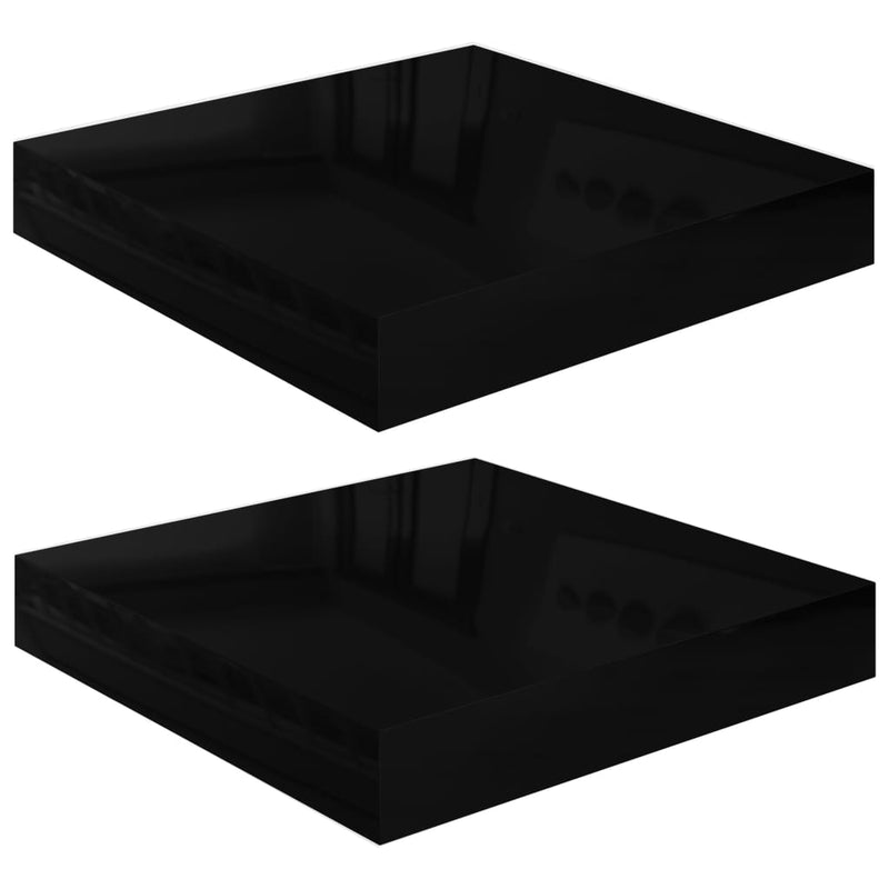 Musta kelluvat seinähyllyt Chan 23x23,5x3,8cm (2kpl korkeakiilto mdf)