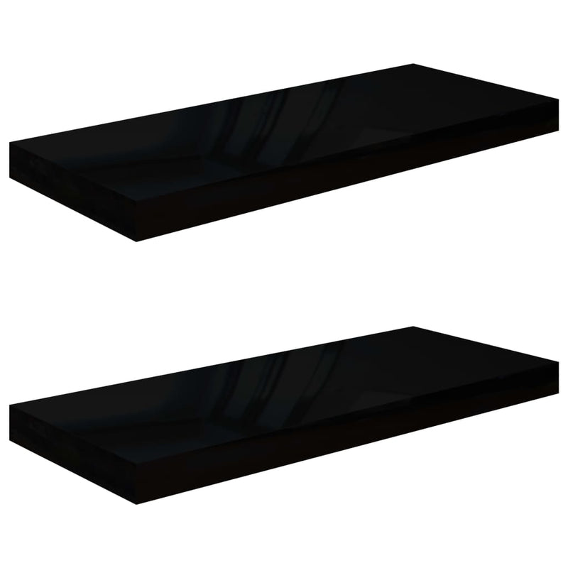 Musta kelluvat seinähyllyt Chan 60x23,5x3,8cm (2kpl)