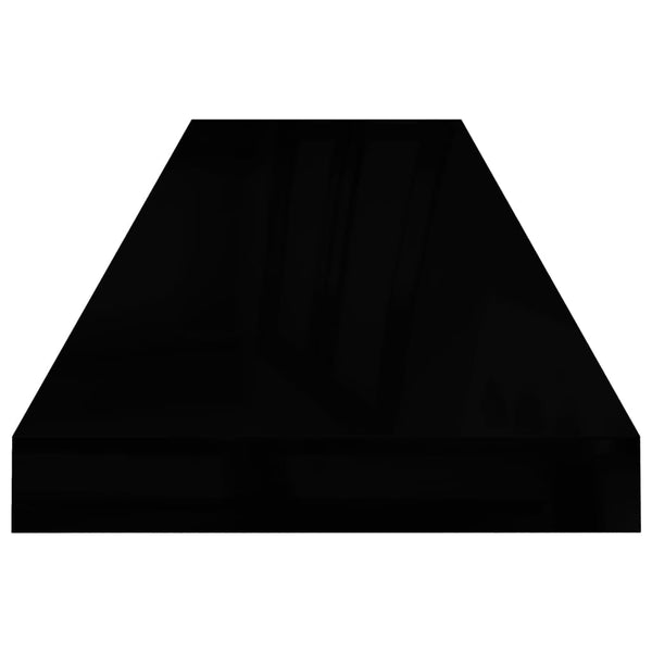 Kelluva seinähylly korkeakiilto musta 90x23,5x3,8 cm MDF