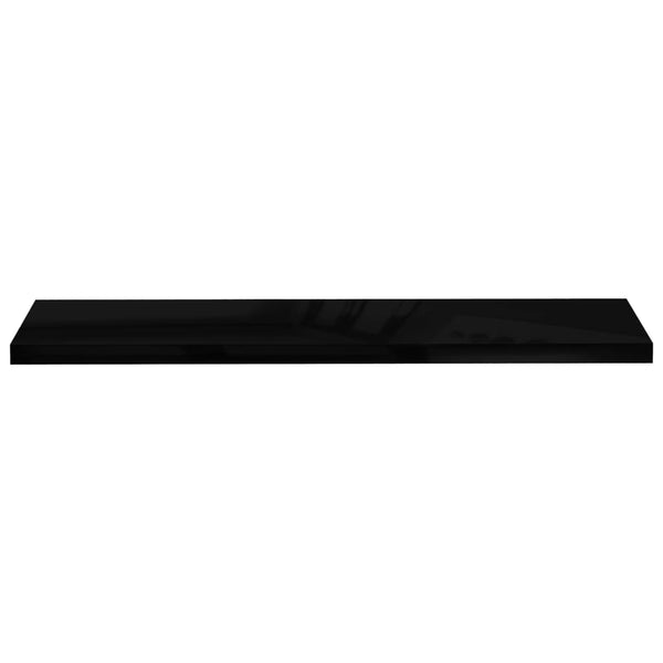 Kelluvat seinähyllyt 2kpl korkeakiilto musta 120x23,5x3,8cm MDF