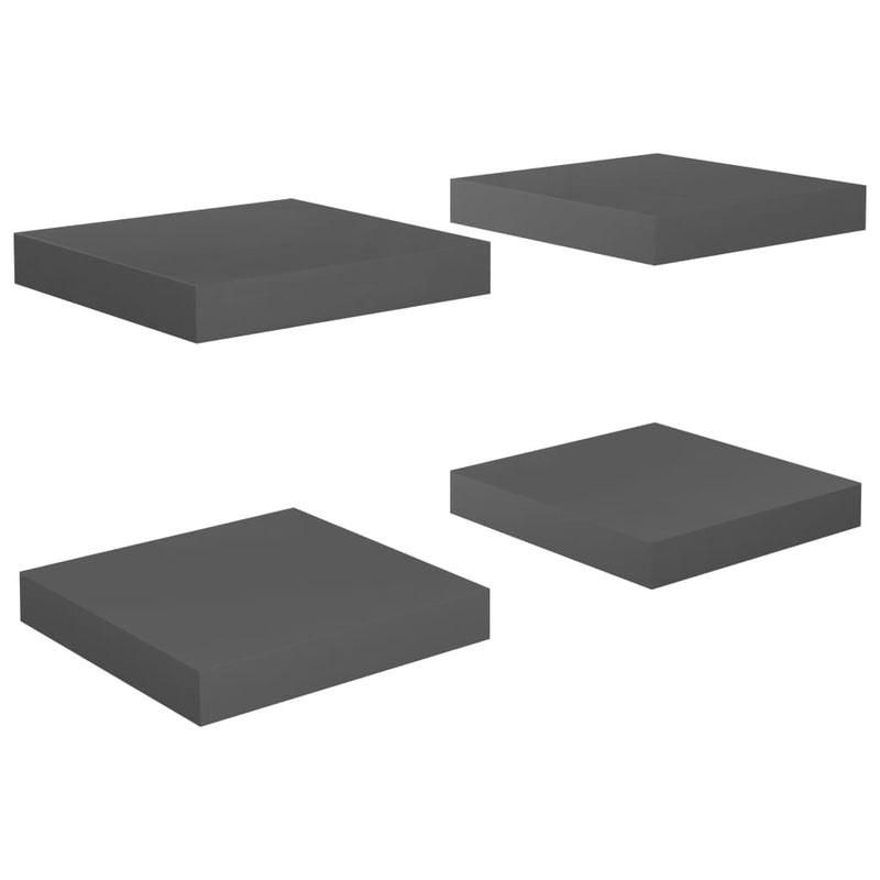 Harmaa kelluvat seinähyllyt Chan 23x23,5x3,8cm (4kpl korkeakiilto mdf)