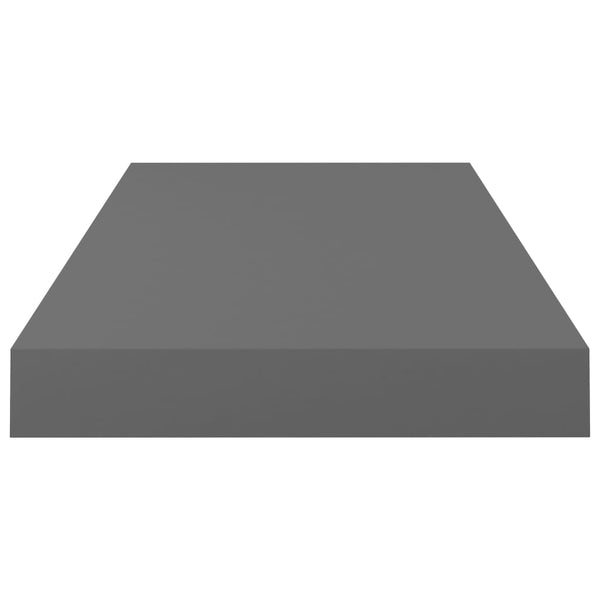 Kelluvat seinähyllyt 2 kpl korkeakiilto harmaa 50x23x3,8 cm MDF