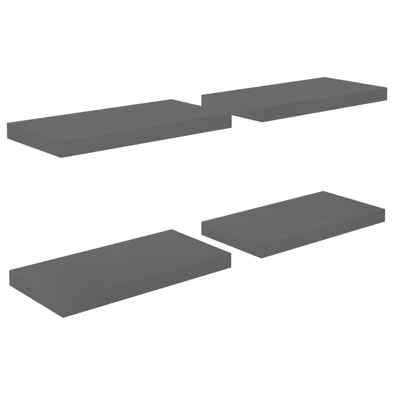Kelluvat harmaat seinähyllyt Chan 50x23x3,8cm (4 kpl mdf)