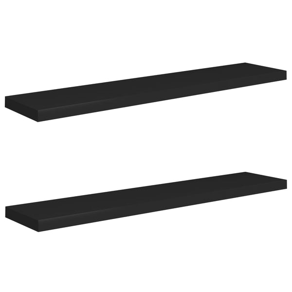 Kelluvat seinähyllyt 2 kpl musta 120x23,5x3,8 cm MDF