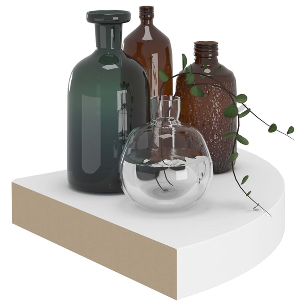 Kelluvat kulmahyllyt 4 kpl valkoinen 25x25x3,8 cm MDF