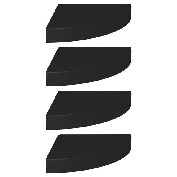 Kelluvat kulmahyllyt 4 kpl musta 25x25x3,8 cm MDF