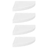 Kelluvat kulmahyllyt 4 kpl korkeakiilto valk. 35x35x3,8 cm MDF