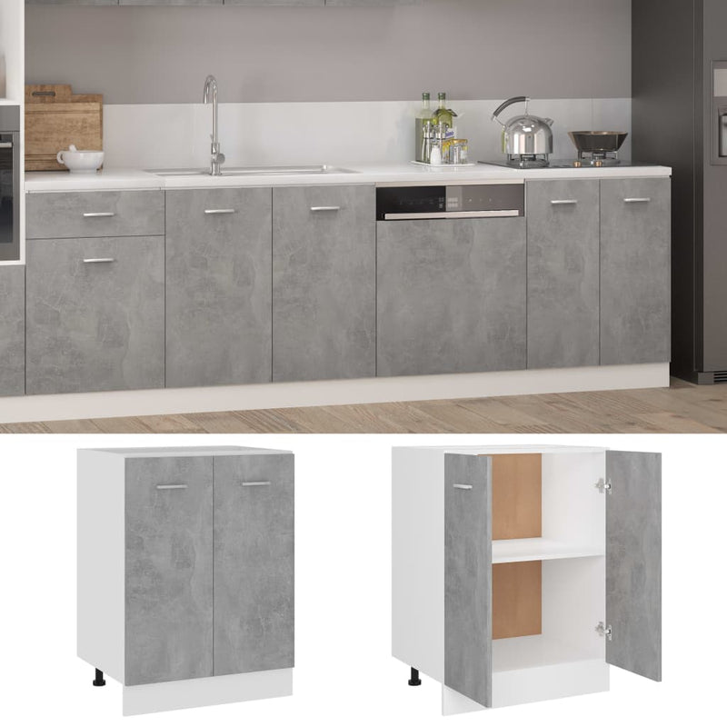 Betoninharmaa alakaappi Pompilas 60x46x81,5cm (puinen)
