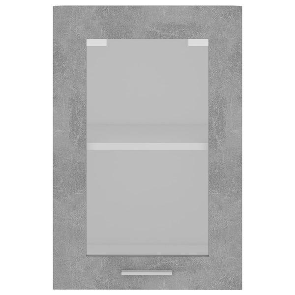 Betoninharmaa seinäkaappi lasilla Pompilas 40x31x60cm (puinen)