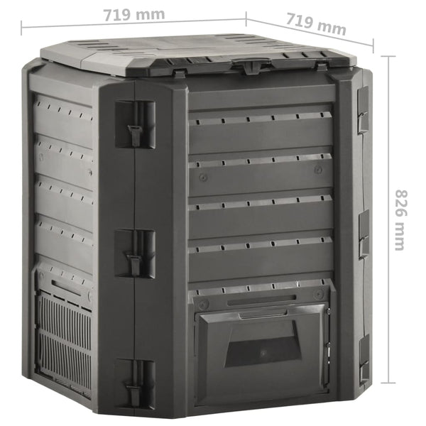 Puutarhan kompostiastia musta 380 l