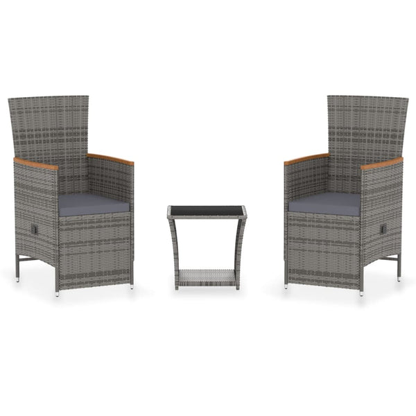 Harmaa puutarhasohvasarja Aftanasi 3-osainen (tyynyillä polyrottinki)