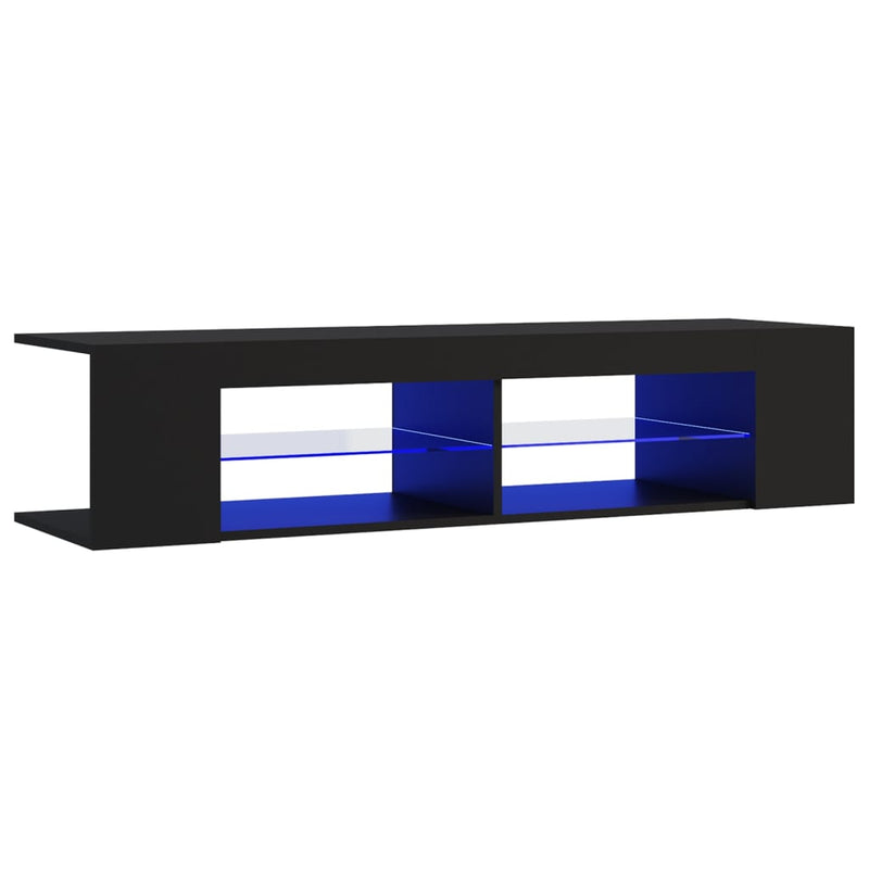 Musta tv-taso led-valoilla Christelle 135x39x30cm