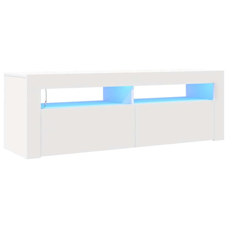 Valkoinen tv-taso led-valoilla Nunut 120x35x40cm