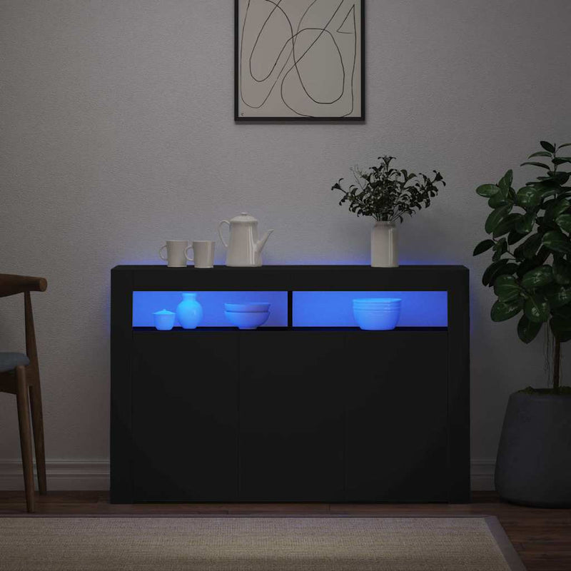 Senkki LED-valoilla musta 115,5x30x75 cm