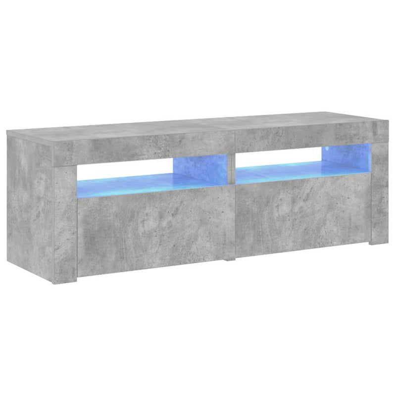Betoninharmaa tv-taso led-valoilla Athema 120x35x40cm