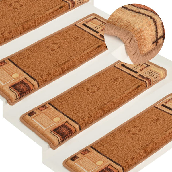 Itsekiinnittyvät porrasmatot 15 kpl 65x21x4 cm beige