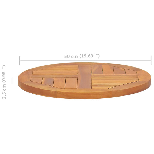 Pöytälevy täysi tiikki pyöreä 2,5 cm 50 cm