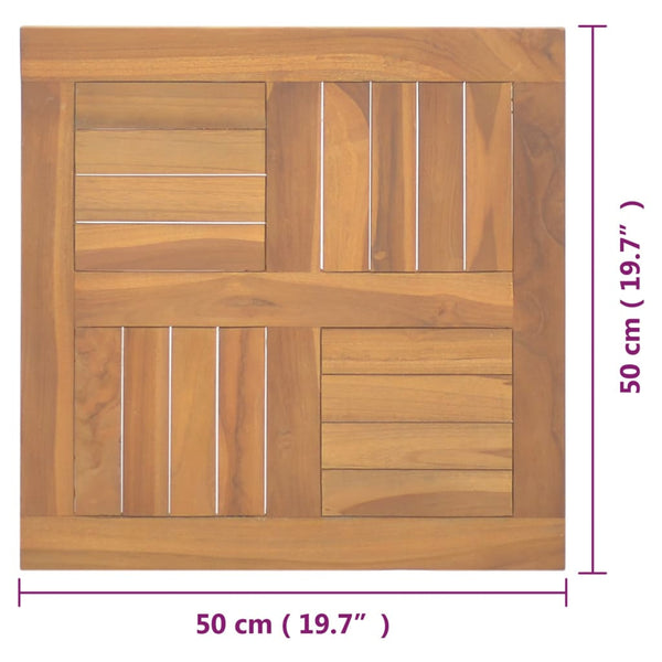 Neliönmuotoinen pöytälevy 50x50x2,5 cm täysi tiikki