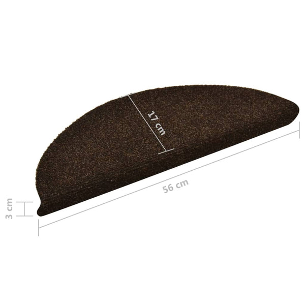 Itsekiinnittyvät porrasmatot 10 kpl ruskea 56x17x3cm neulahuopa