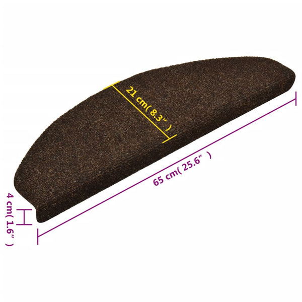 Itsekiinnittyvät porrasmatot 5 kpl ruskea 65x21x4cm neulahuopa