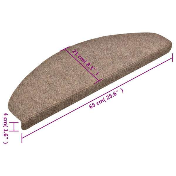 Itsekiinnittyvät porrasmatot 10 kpl kerma 65x21x4 cm neulahuopa