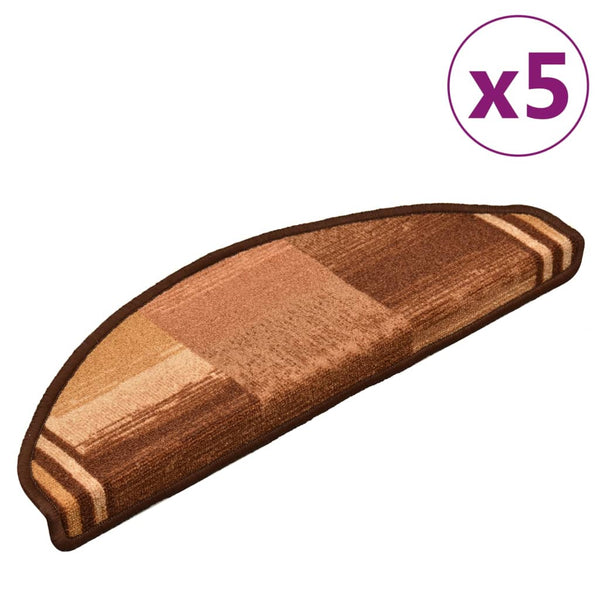 Itsekiinnittyvät porrasmatot 5 kpl 65x21x4 cm ruskea