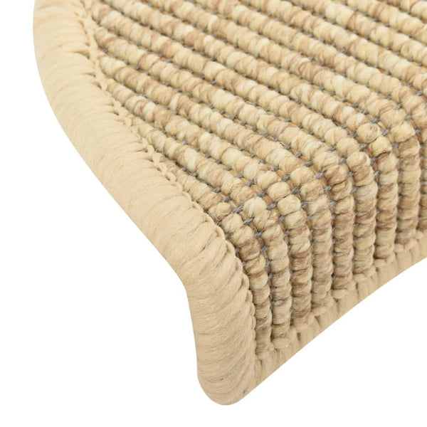 Itsekiinnittyvät porrasmatot 15 kpl 56x17x3 cm vaalea beige