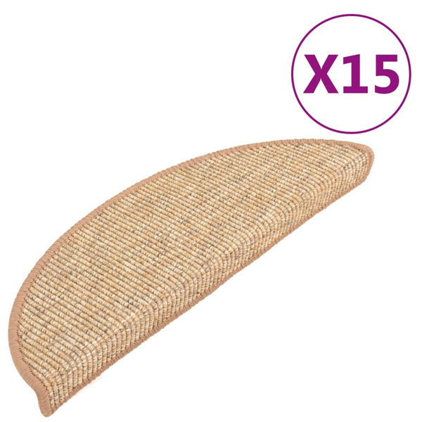 Itsekiinnittyvät porrasmatot 15 kpl 56x17x3 cm vaaleanruskea