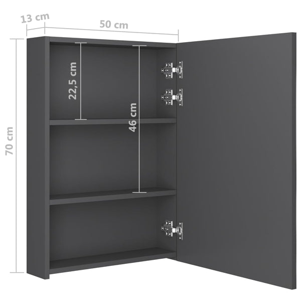 LED kylpyhuoneen peilikaappi harmaa 50x13x70 cm