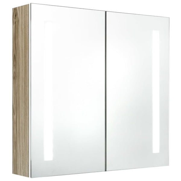 LED kylpyhuoneen peilikaappi valkoinen ja tammi 62x14x60 cm