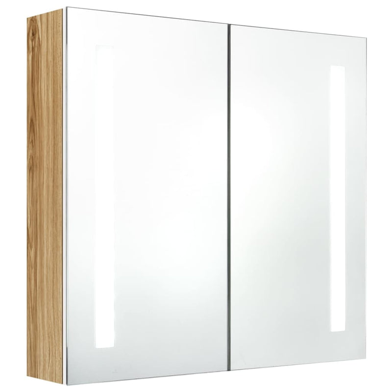 Valkoinen ja tammi led kylpyhuoneen peilikaappi Eustin 62x14x60cm