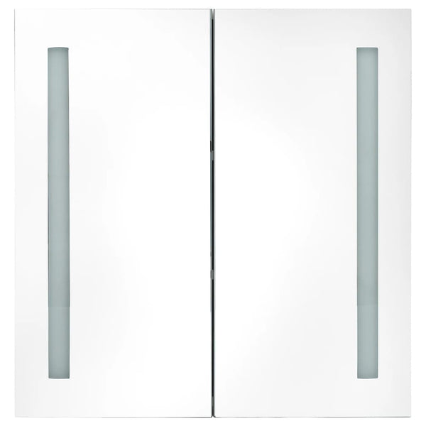 LED kylpyhuoneen peilikaappi valkoinen ja tammi 62x14x60 cm