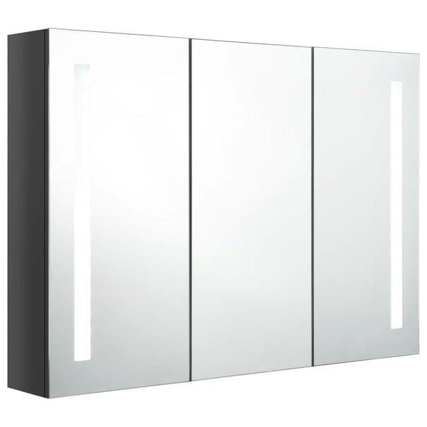LED kylpyhuoneen peilikaappi 89x14x62 cm kiiltävä harmaa
