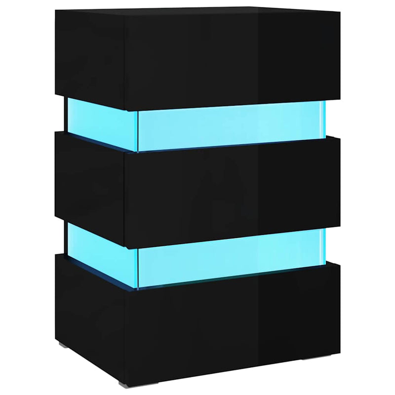 Musta led-yöpöytä Zoria 45x35x67cm (korkeakiilto, puinen)