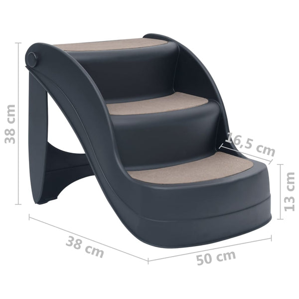 Tummanharmaa kokoontaittuvat 3 askelman koiran portaat Murad