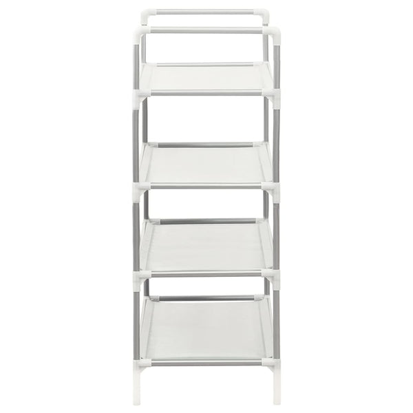 Kenkäteline 4 hyllyllä metalli ja kuitukangas hopea