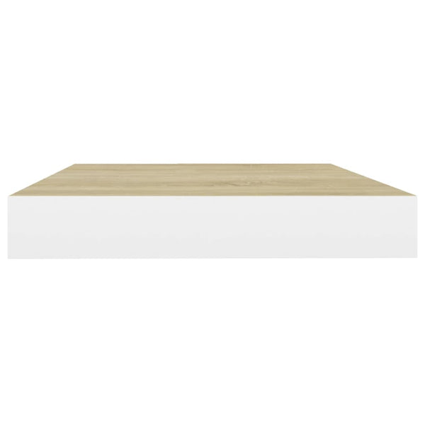 Kelluvat seinähyllyt 2 kpl tammi ja valkoinen 50x23x3,8 cm MDF