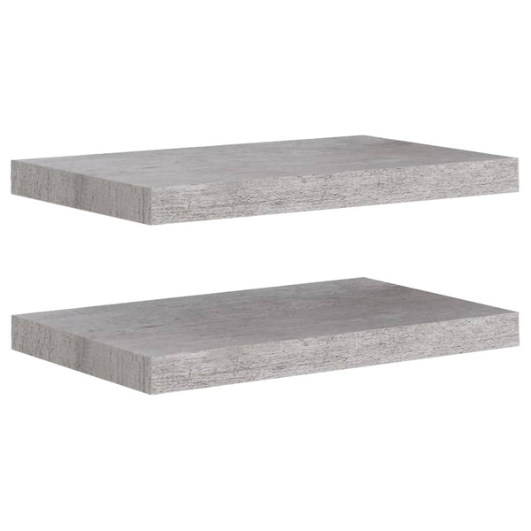 Kelluvat seinähyllyt 2 kpl betoninharmaa 50x23x3,8 cm MDF