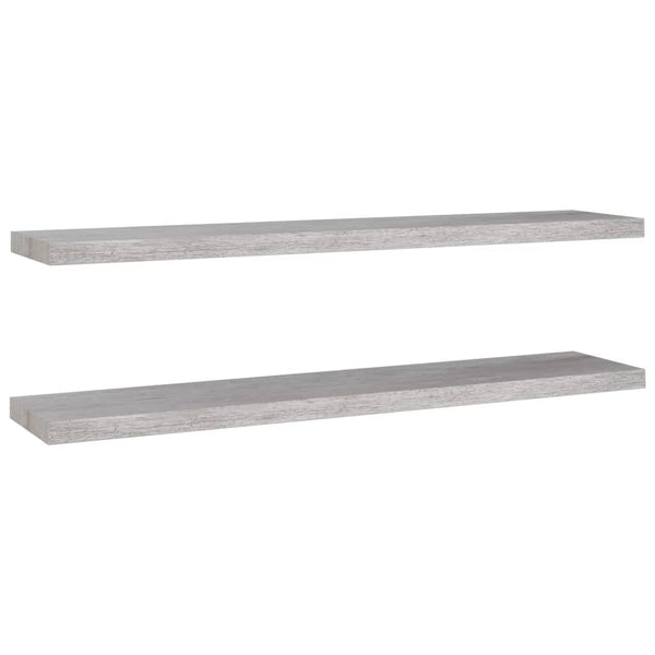 Kelluvat seinähyllyt 2 kpl betoninharmaa 120x23,5x3,8 cm MDF