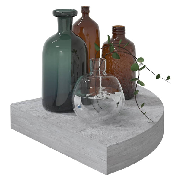 Seinäkulmahyllyt 2 kpl betoninharmaa 25x25x3,8 cm MDF