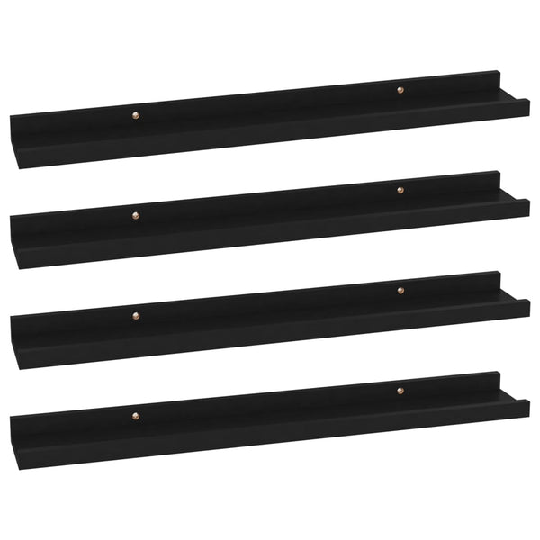 Seinähyllyt 4 kpl musta 60x9x3 cm